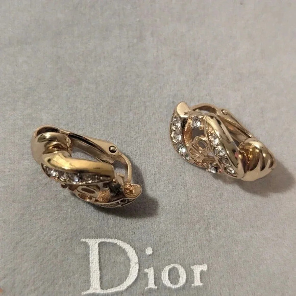 Christian Dior Gold  & Crystal Earrings - Picture 2 of 10
